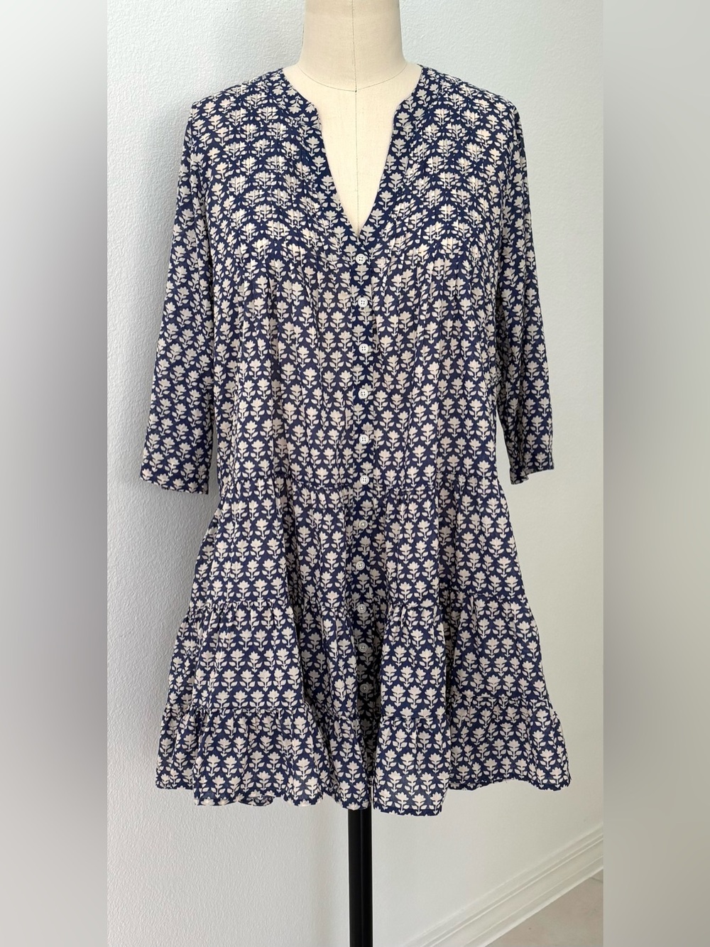 J.Crew Cotton Voile Button-Front Dress NWT Blue Stamp Floral Cover-Up S